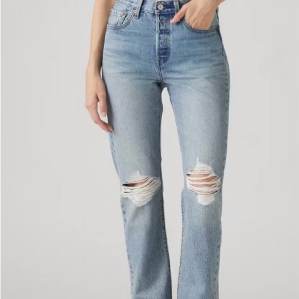 Levi's Light Blue Ripped Straight Leg Jeans